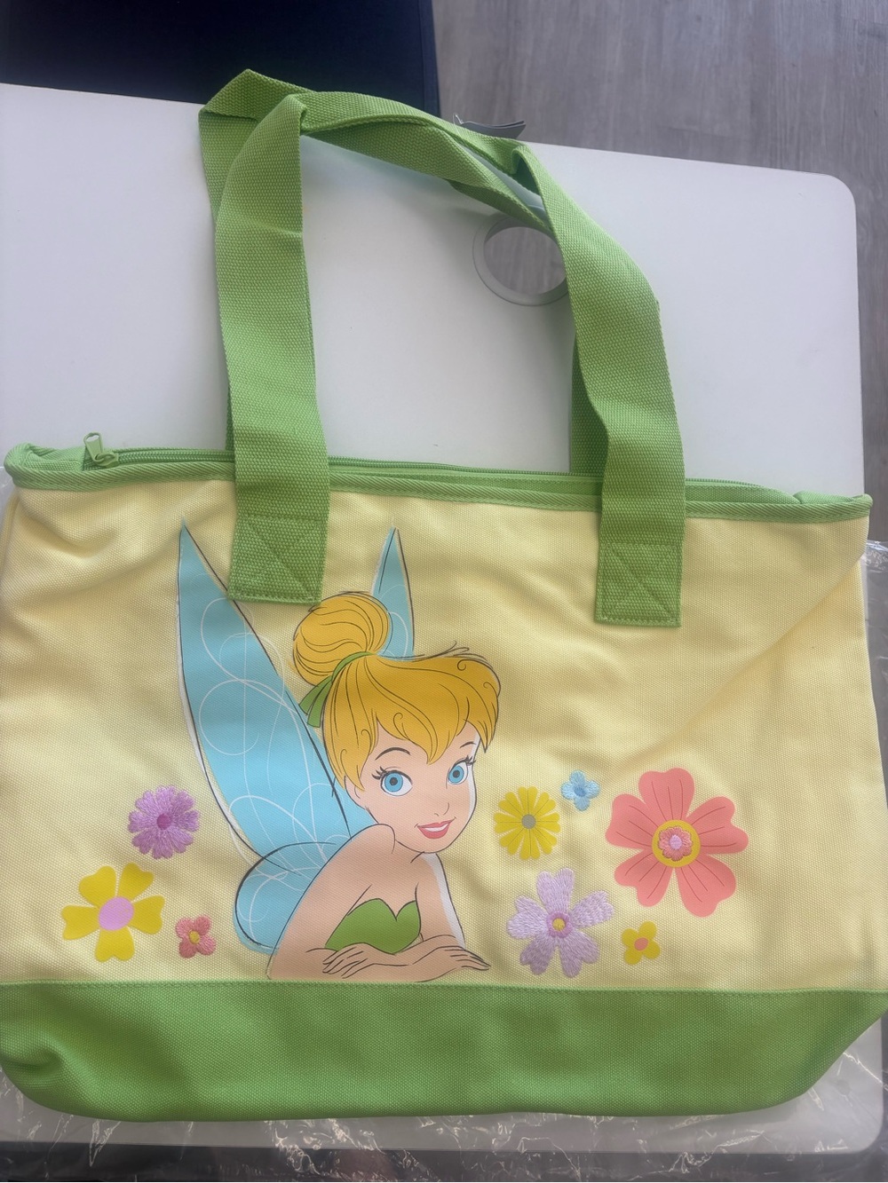 Disney Green & Yellow Tinker Bell Floral Tote